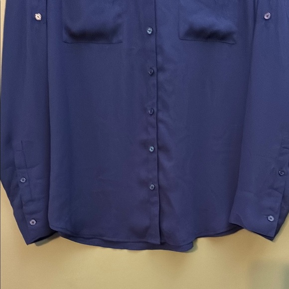 Express Blue Long Sleeve Button Down Blouse - Picture 5 of 13